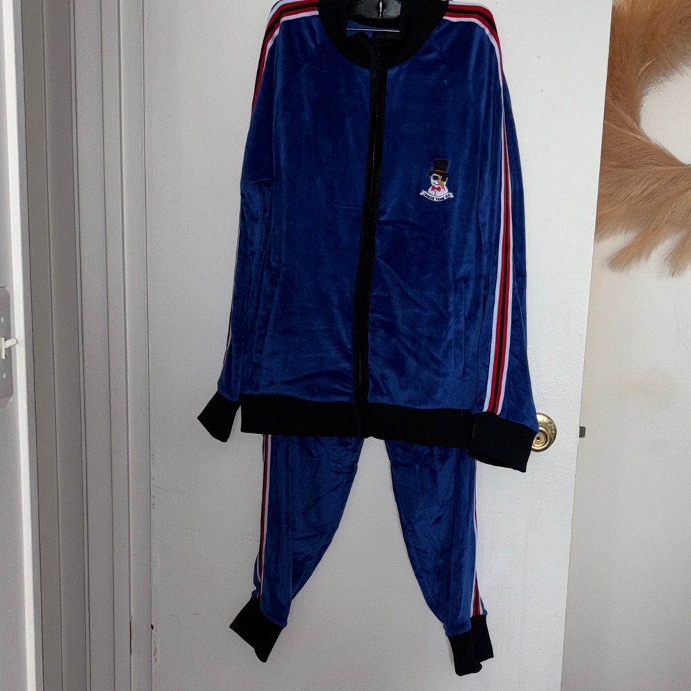 Blue Velour Jacket with Snowman Patch